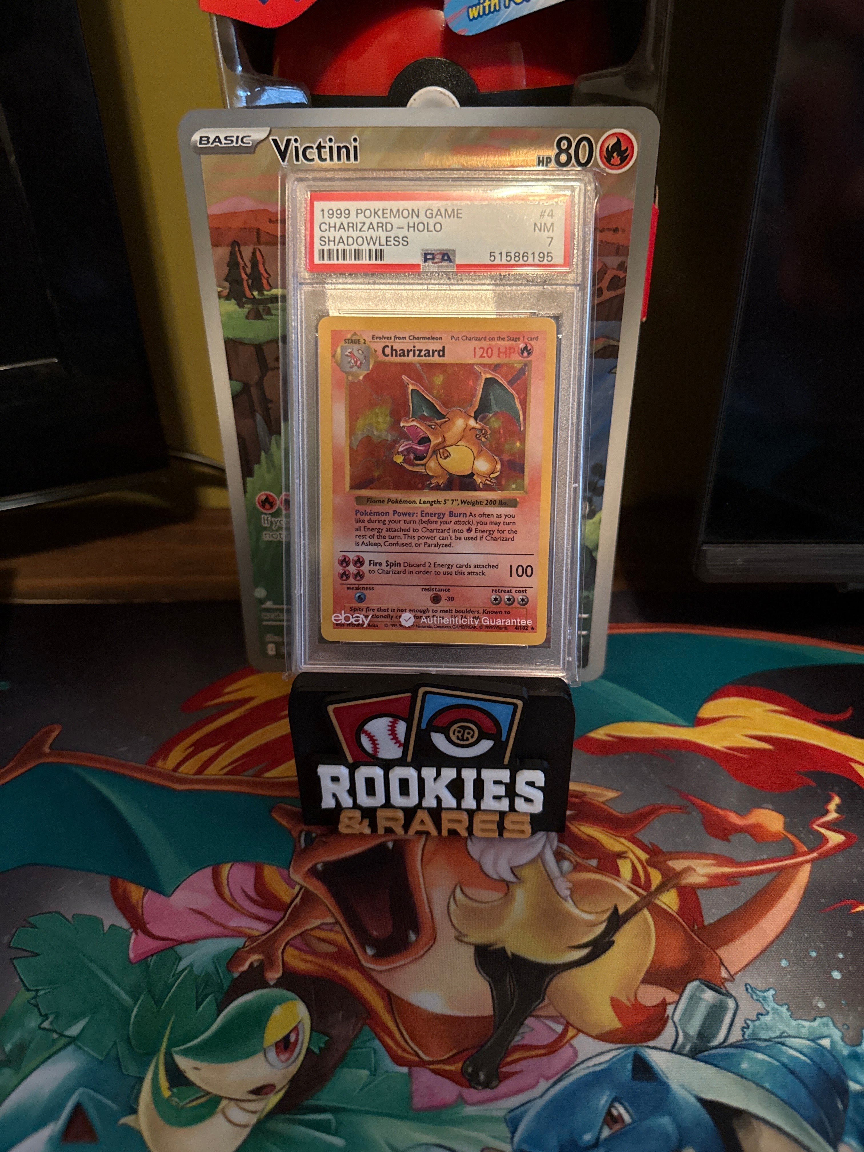 1999 Pokemon Charizard Holo Shadowless PSA 7