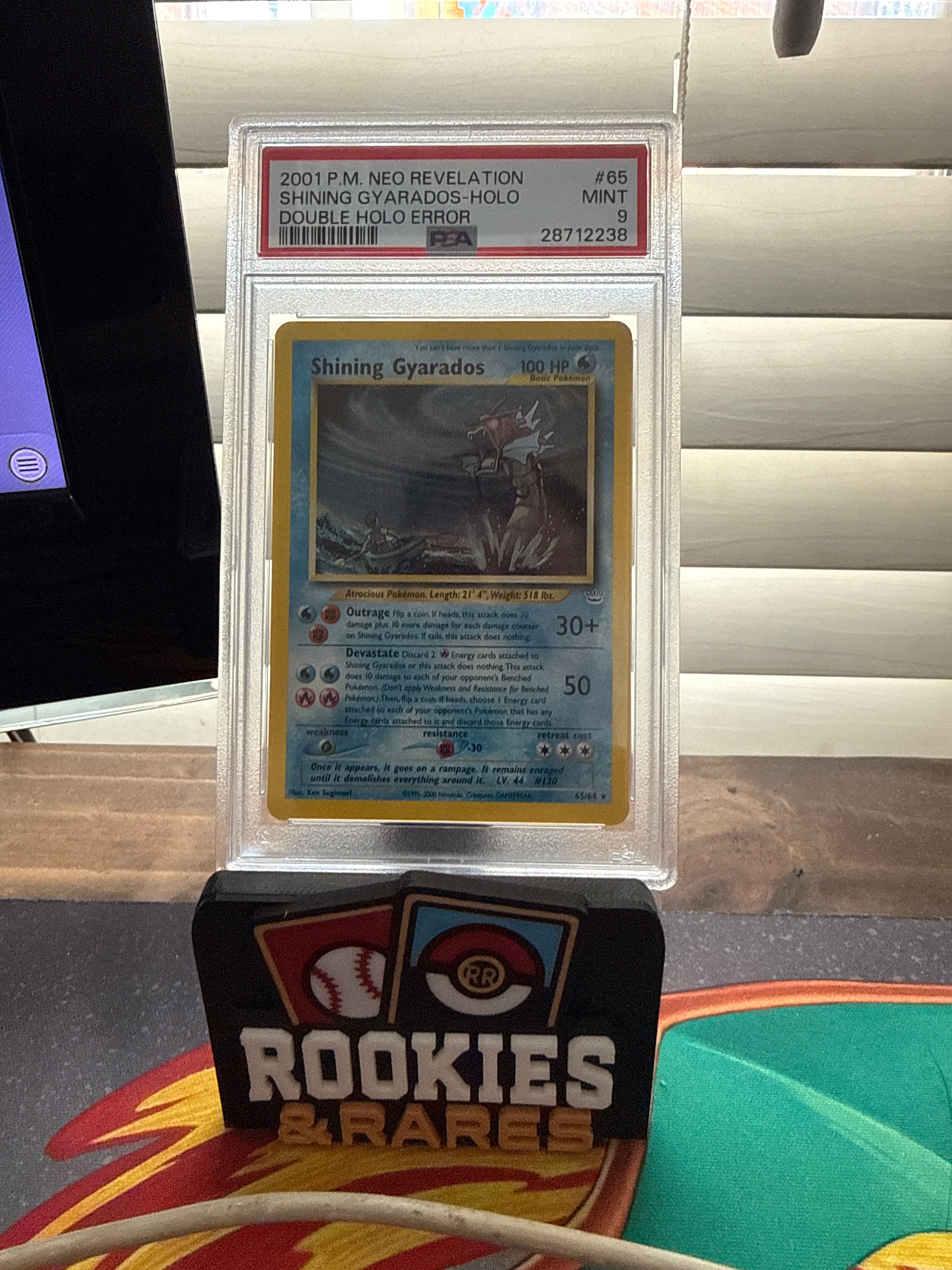 2001 Pokemon Neo Revelation Shining Gyarados Holo Double Holo Error PSA 10