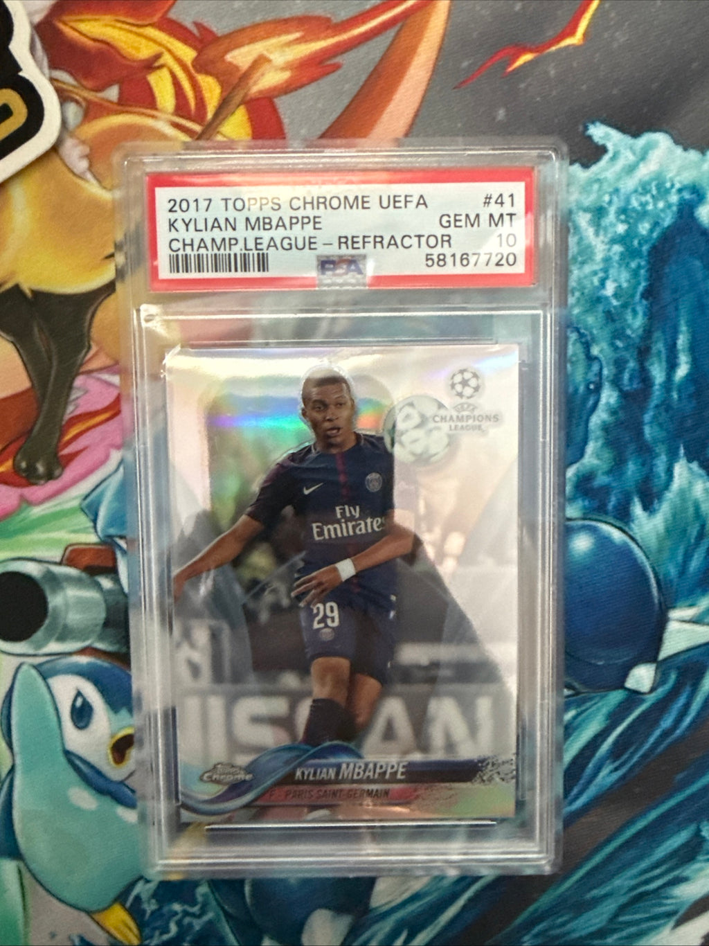 Kylian Mbappe RC PSA 10 Refractor 2017-18 Topps Chrome UCL #41 PSG Soccer FIBA