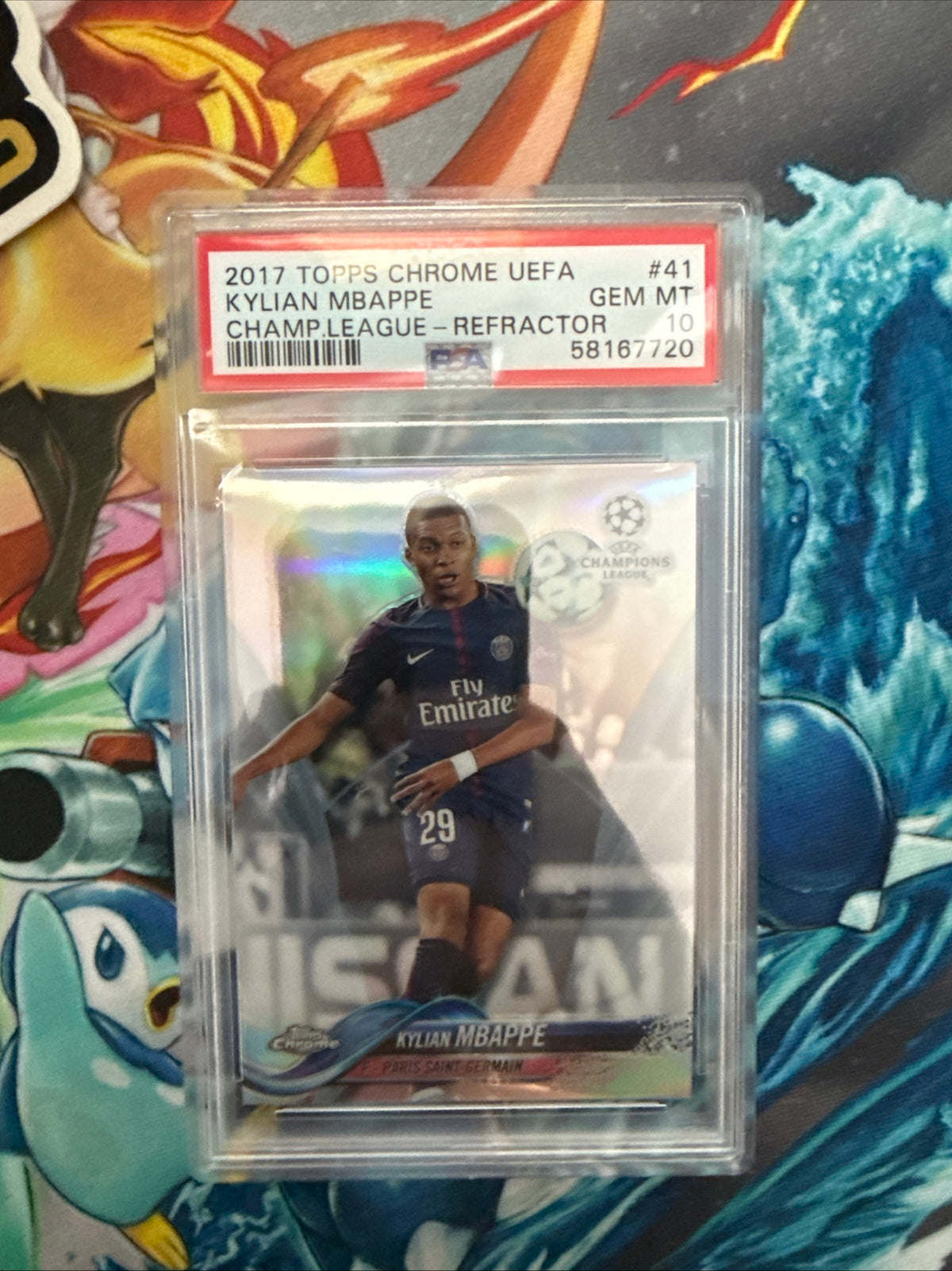 Kylian Mbappe RC PSA 10 Refractor 2017-18 Topps Chrome UCL #41 PSG Soccer FIBA