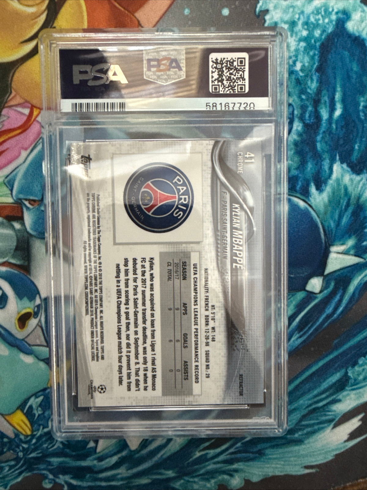 Kylian Mbappe RC PSA 10 Refractor 2017-18 Topps Chrome UCL #41 PSG Soccer FIBA