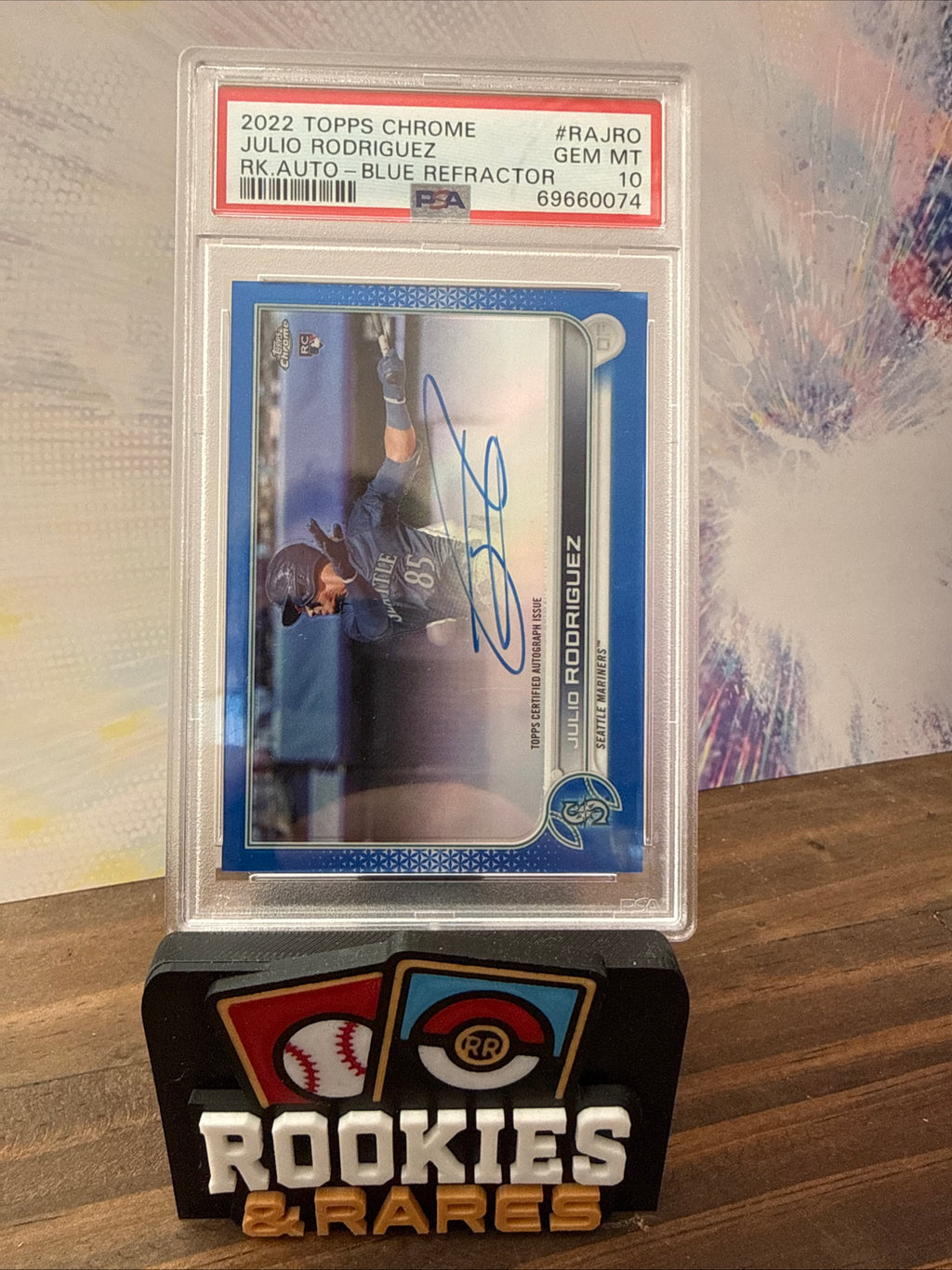 2022 Topps Chrome Julio Rodriguez Blue Refractor Auto PSA 10 /150