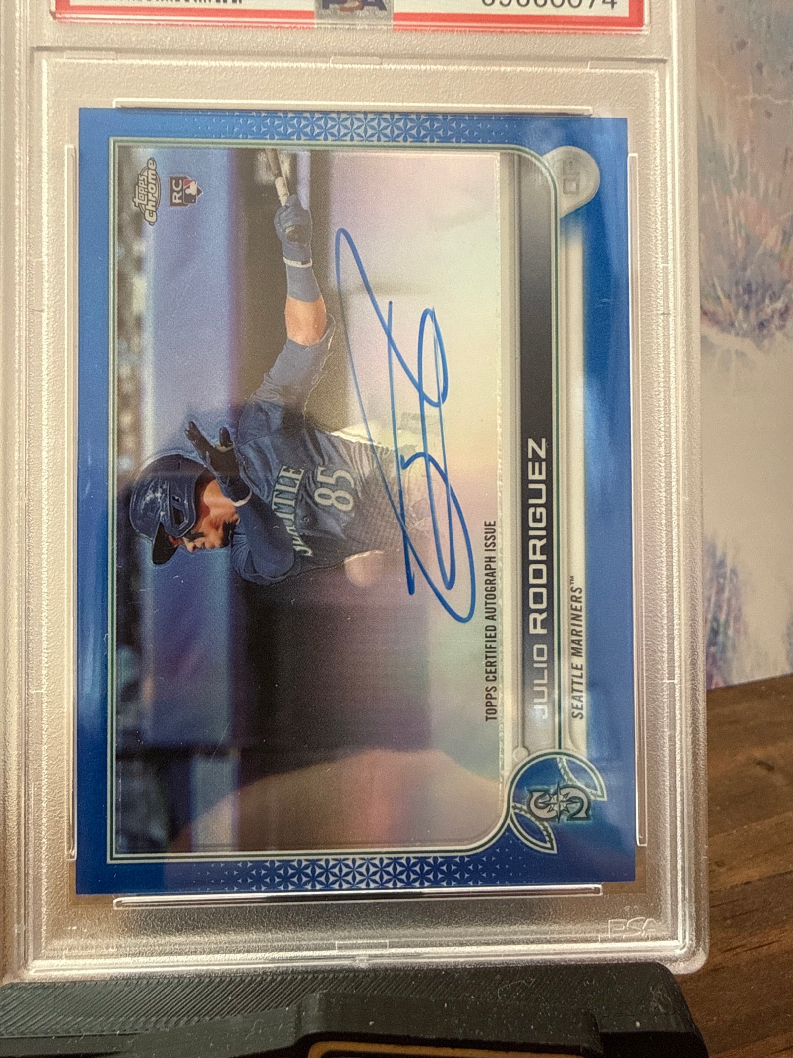 2022 Topps Chrome Julio Rodriguez Blue Refractor Auto PSA 10 /150