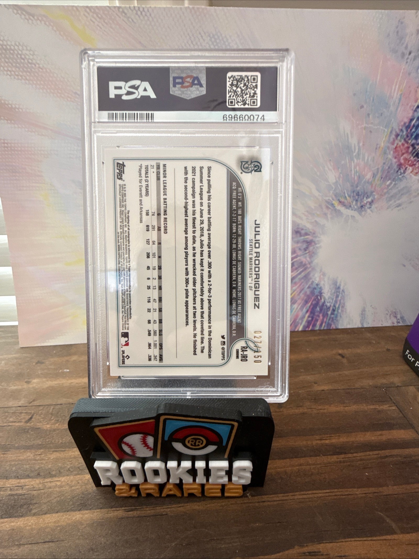 2022 Topps Chrome Julio Rodriguez Blue Refractor Auto PSA 10 /150